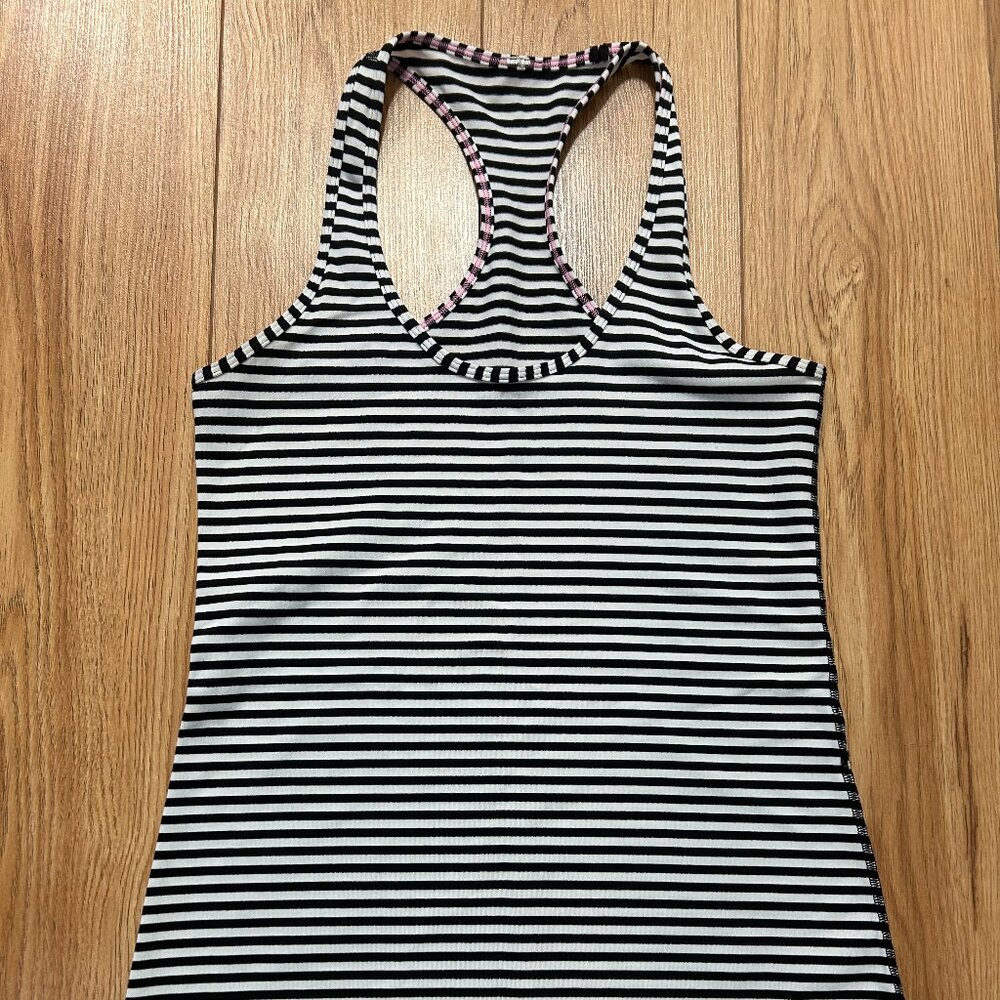 Lululemon Cool Racerback Tank Top, Stripe, Black and White, Striped